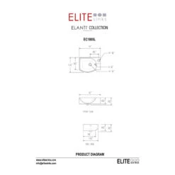ELANTI EC1805-L Porcelain Wall-Mounted Sink, Left-Facing, White -Warm Bathroom 4b4139140b8ea380 6491 w800 h800 b1 p0