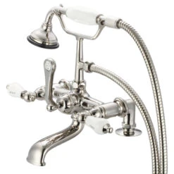7 Inch Spread Deck Mount Tub Faucet With 2 Inch Risers & Handheld Shower