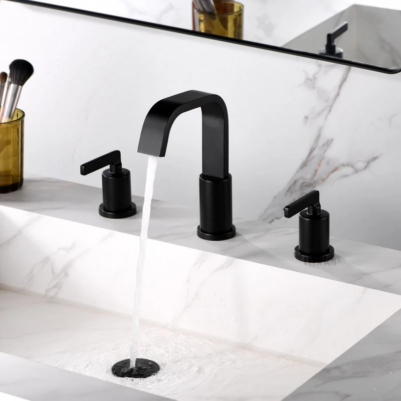 Luxier WSP04-T 2-Handle Widespread Bathroom Faucet With Drain, Matte Black 4 Luxier WSP04-T 2-Handle Widespread Bathroom Faucet With Drain, Matte Black - Image 4