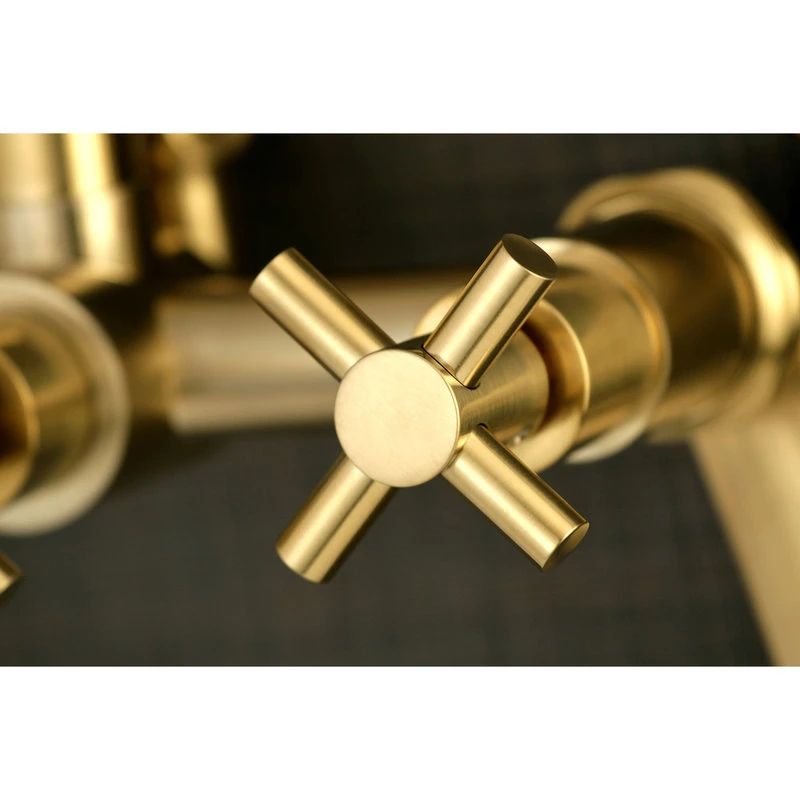 Aqua Vintage 7" Adjustable Wall Mount Tub Faucet, Brushed Brass 2 Aqua Vintage 7" Adjustable Wall Mount Tub Faucet, Brushed Brass - Image 2