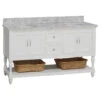 Beverly 60" Bath Vanity, White, Carrara Marble, Double Vanity