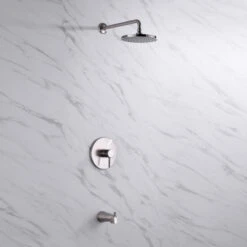 Luxier SS-C01-T-V Rainfall Shower Faucet With Valve And Spout, Brushed Nickel -Warm Bathroom 4d81a76101f9c8e5 7290 w800 h800 b0 p0