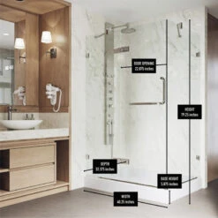 VIGO Monteray 32"x40'' Frameless Shower Enclosure With Left Base, Brushed Nickel -Warm Bathroom 4e518346018116a4 0864 w800 h800 b0 p0