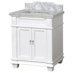 Elizabeth 30" Single Bathroom Vanity In White With Carrara Marble Top -Warm Bathroom 4f21b99601a6b64a 2508 w800 h800 b1 p0