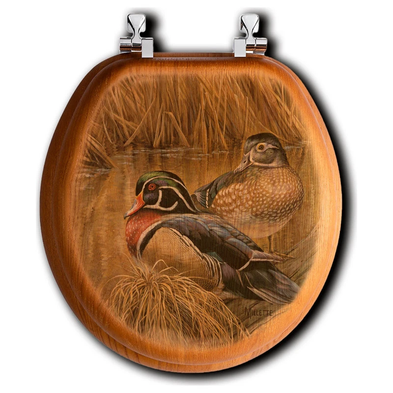 Toilet Seat, Elongated, Back Waters Wood Duck, Round 1 Toilet Seat, Elongated, Back Waters Wood Duck, Round