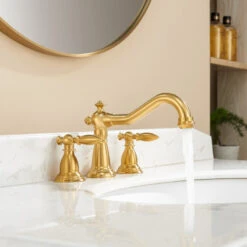 Corella Widespread Bathroom Basin Sink Faucet, Brushed Gold -Warm Bathroom 4f91a772027a47ea 2079 w800 h800 b0 p0