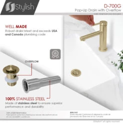 STYLISH Stainless Steel Ceramic Bathroom Sink Pop-Up Drain With Overflow -Warm Bathroom 4fa1e90501084739 9912 w800 h800 b0 p0