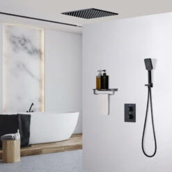 2-Function Thermostatic Shower System With Square Rain Shower And Hand Shower, 2 -Warm Bathroom 4ff12d090f97ded4 7969 w800 h800 b0 p0