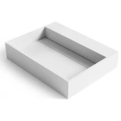 ADM Rectangular Wall Mounted Sink, White, 24", Matte White