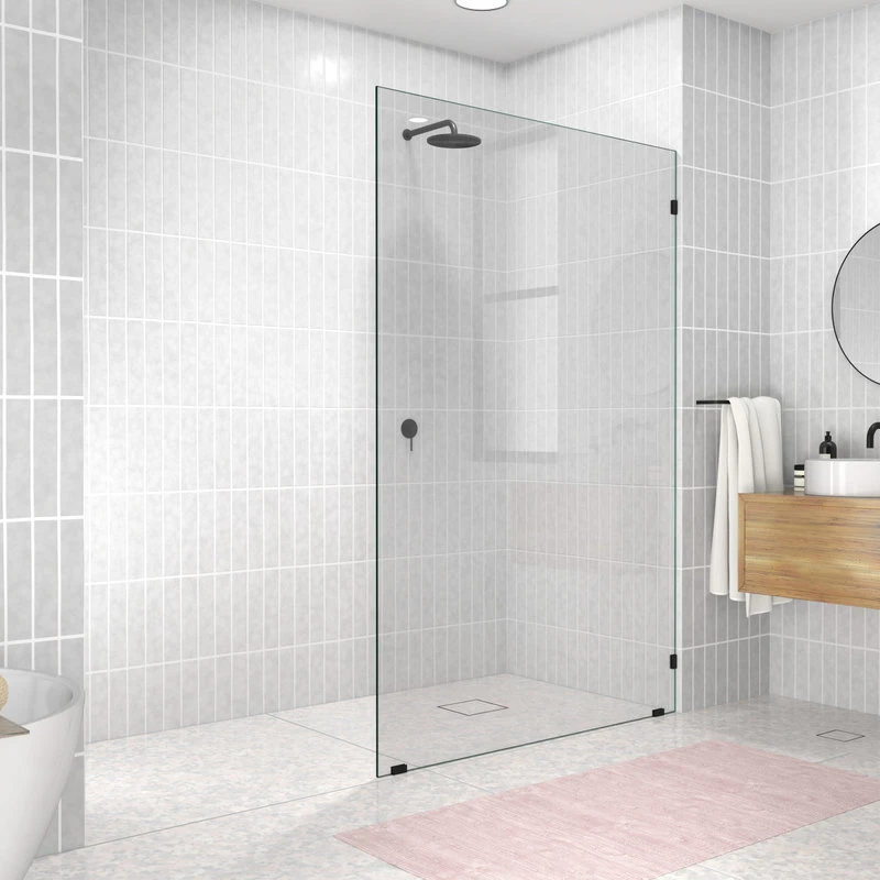 78"x48" Frameless Shower Door Single Fixed Panel, Matte Black 3 78"x48" Frameless Shower Door Single Fixed Panel, Matte Black - Image 3