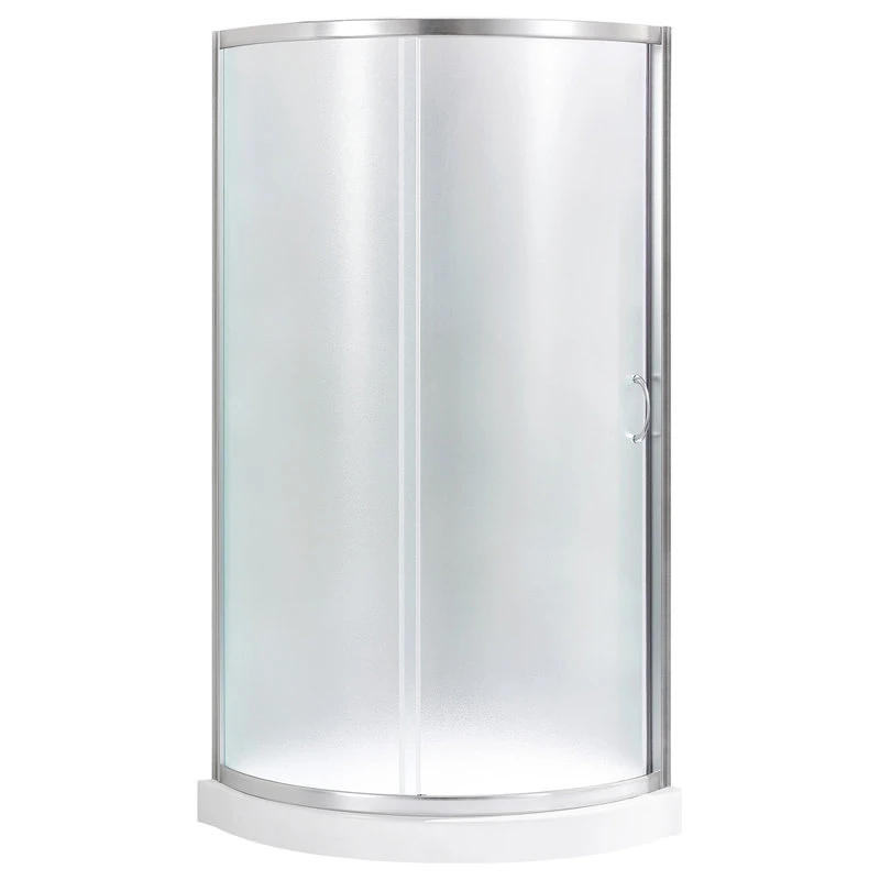 Ove Decors Breeze 34 Shower Kit, Frosted Glass Panels And Base, Satin Nickel 1 Ove Decors Breeze 34 Shower Kit, Frosted Glass Panels And Base, Satin Nickel