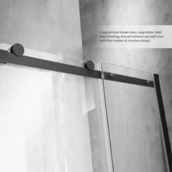 Rovigo 60" W X 76" H Single Sliding Frameless Shower Door, Matt Black -Warm Bathroom 5131ceb8009c4619 4852 w800 h800 b0 p0