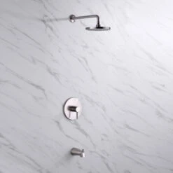 Luxier SS-C01-T-V Rainfall Shower Faucet With Valve And Spout, Brushed Nickel -Warm Bathroom 51c1efa201f9c8de 7290 w800 h800 b0 p0