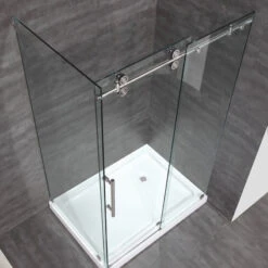 Langham Frameless Sliding Shower Enclosure, Stainless, 48"x35"x77.5", Right Base -Warm Bathroom 51e19acf050205e2 1573 w800 h800 b0 p0