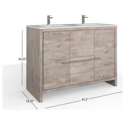Esconde Bath Vanity, Natural Wood, 48", Double Sink, Freestanding -Warm Bathroom 51f17b0b03c7434f 8160 w800 h800 b1 p0