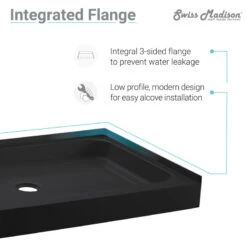 Voltaire 36"x36" Acrylic Black, Single-Threshold, Center Drain, Shower Base -Warm Bathroom 5241d7400eb5c484 5127 w800 h800 b1 p0