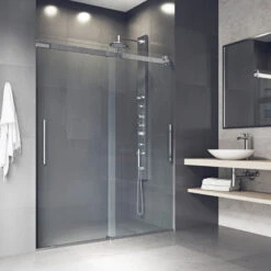 VIGO 60" X 74" Caspian Adjustable Frameless Sliding Shower Door, Chrome -Warm Bathroom 52718b130f5b3332 9288 w800 h800 b0 p0