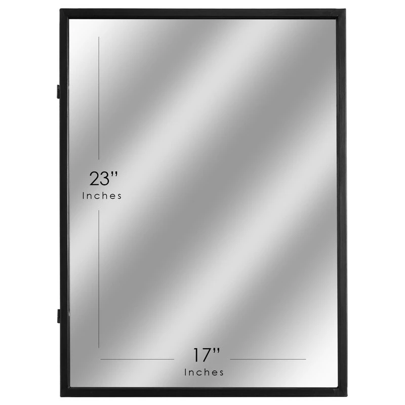 Black Metal Frame Rectangle Vanity Wall Mirror With Shelves - 18" X 24" 5 Black Metal Frame Rectangle Vanity Wall Mirror With Shelves - 18" X 24" - Image 5