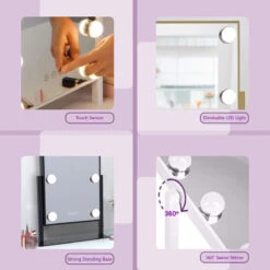 Hollywood Tri-Tone LED Makeup Mirror, White -Warm Bathroom 52a1c73b0409d98d 5569 w800 h800 b0 p0