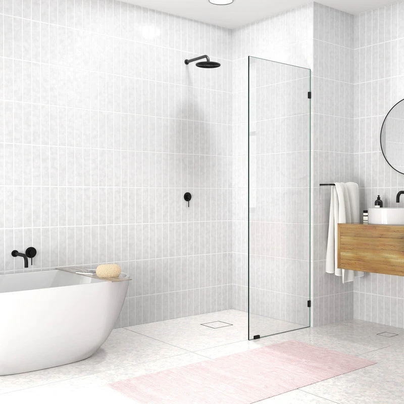 78"x21" Frameless Shower Door Single Fixed Panel, Matte Black 4 78"x21" Frameless Shower Door Single Fixed Panel, Matte Black - Image 4