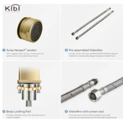 Cubic Single Hole Bathroom Faucet KBF1002, Brush Gold, W/ Drain -Warm Bathroom 5481c54b0f1b521b 8406 w800 h800 b1 p0