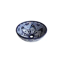 Blue Round Ceramic Talavera Vessel Sink
