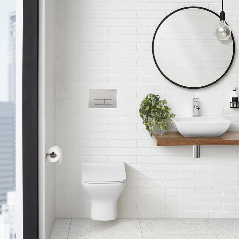 Wall Mount Dual Flush Actuator Plate With Rectangle Push Buttons In Matte Chrome 3 Wall Mount Dual Flush Actuator Plate With Rectangle Push Buttons In Matte Chrome - Image 3