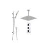 Benete Square Chrome Rain Shower System Set 2 Outlets Ceiling Head And Handset