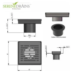 Drain Set, 6" Square Shower Drain With ABS Shower Drain Base, Matte Black 9 Drain Set, 6" Square Shower Drain With ABS Shower Drain Base, Matte Black -Warm Bathroom 55915b460ed0f174 1943 w800 h800 b1 p0