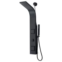 Aura 2-Jetted Shower Panel With Heavy Rain Shower And Spray Wand, Matte Black