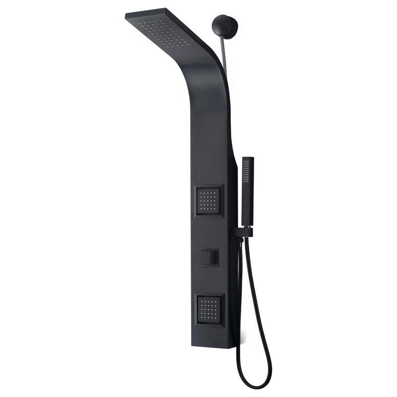 Aura 2-Jetted Shower Panel With Heavy Rain Shower And Spray Wand, Matte Black 1 Aura 2-Jetted Shower Panel With Heavy Rain Shower And Spray Wand, Matte Black