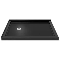DreamLine SlimLine 34"Dx48"Wx2 3/4"H Left Double Threshold Shower Base In Black