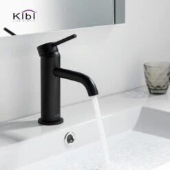 Circular Brass Single Handle Bathroom Faucet KBF1008, Matte Black, With Drain -Warm Bathroom 569162f80f1b562d 7084 w800 h800 b0 p0