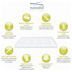 Transolid Linear 48"x36" Rectangular Shower Base With Right Hand Drain, White 18 Transolid Linear 48"x36" Rectangular Shower Base With Right Hand Drain, White -Warm Bathroom 56a157d70ec2852e 0952 w800 h800 b1 p0