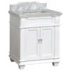 Elizabeth 30" Single Bathroom Vanity In White With Carrara Marble Top