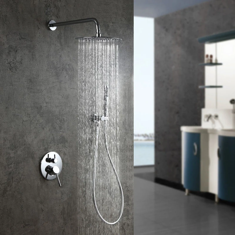 Modern Rain Shower System With Round Rainfall Shower Head Handheld Shower Set, C 2 Modern Rain Shower System With Round Rainfall Shower Head Handheld Shower Set, C - Image 2