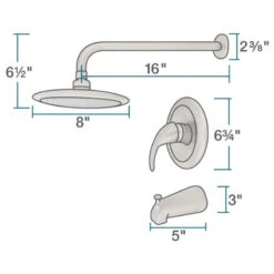 3-Piece Rain Head Shower Set, Chrome -Warm Bathroom 57e1a7a70a01e5d9 1239 w800 h800 b1 p0