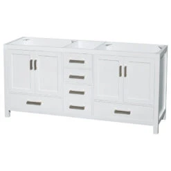 Sheffield Double Vanity, 24" Mirrors, White, 72", Round, White Carrera Marble 7 Sheffield Double Vanity, 24" Mirrors, White, 72", Round, White Carrera Marble -Warm Bathroom 580160c40c2f825b 6620 w800 h800 b1 p0