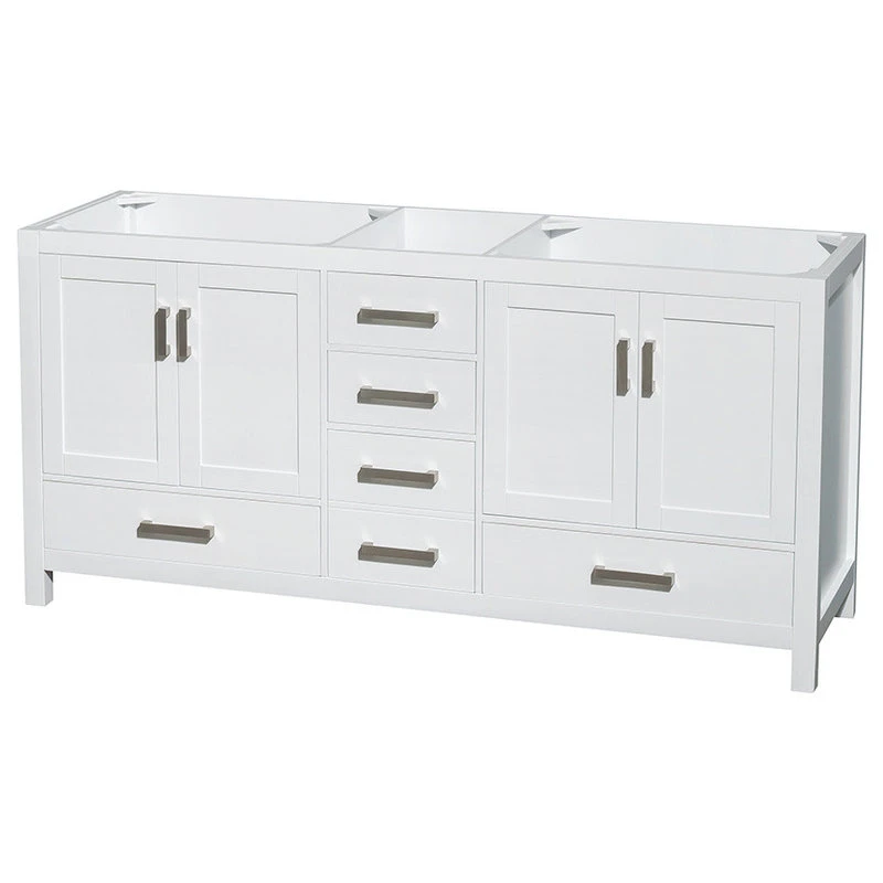 Sheffield Double Vanity, 24" Mirrors, White, 72", Round, White Carrera Marble 4 Sheffield Double Vanity, 24" Mirrors, White, 72", Round, White Carrera Marble - Image 4