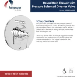 Belanger Rain Pressure Balanced Round Shower System, Polished Chrome -Warm Bathroom 59a1e8880cdf2d10 4554 w800 h800 b0 p0