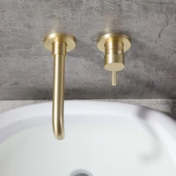 Brushed Brass Single Lever Wall Mounted Bathroom Faucet Swivel Sink Faucet Brass -Warm Bathroom 59b176d7001d12f7 6046 w800 h800 b0 p0