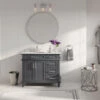 The Helm Bathroom Vanity, Gray, 42", Single Sink, Freestanding