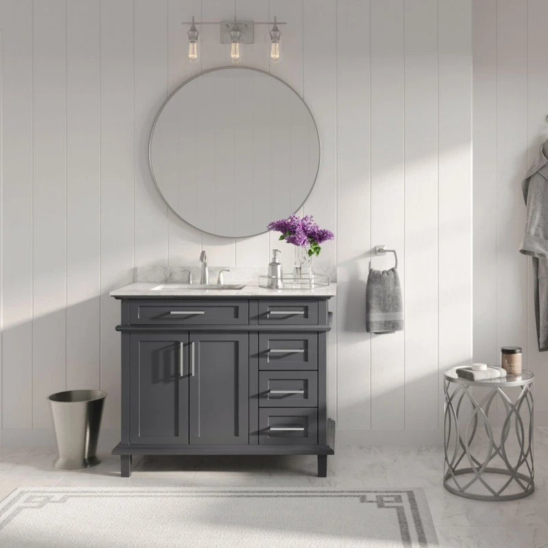 The Helm Bathroom Vanity, Gray, 42", Single Sink, Freestanding 1 The Helm Bathroom Vanity, Gray, 42", Single Sink, Freestanding