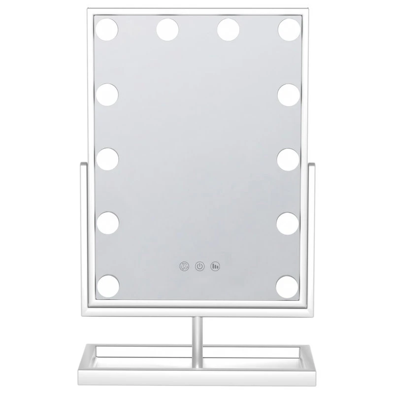 15x17" Hollywood Tri-Color Mirror, 12 Bulbs, White 3 15x17" Hollywood Tri-Color Mirror, 12 Bulbs, White - Image 3