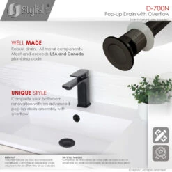 Bathroom Vanity Sink Pop-Up Drain With Overflow, Matte Black -Warm Bathroom 5b5105e5009ae313 0382 w800 h800 b0 p0