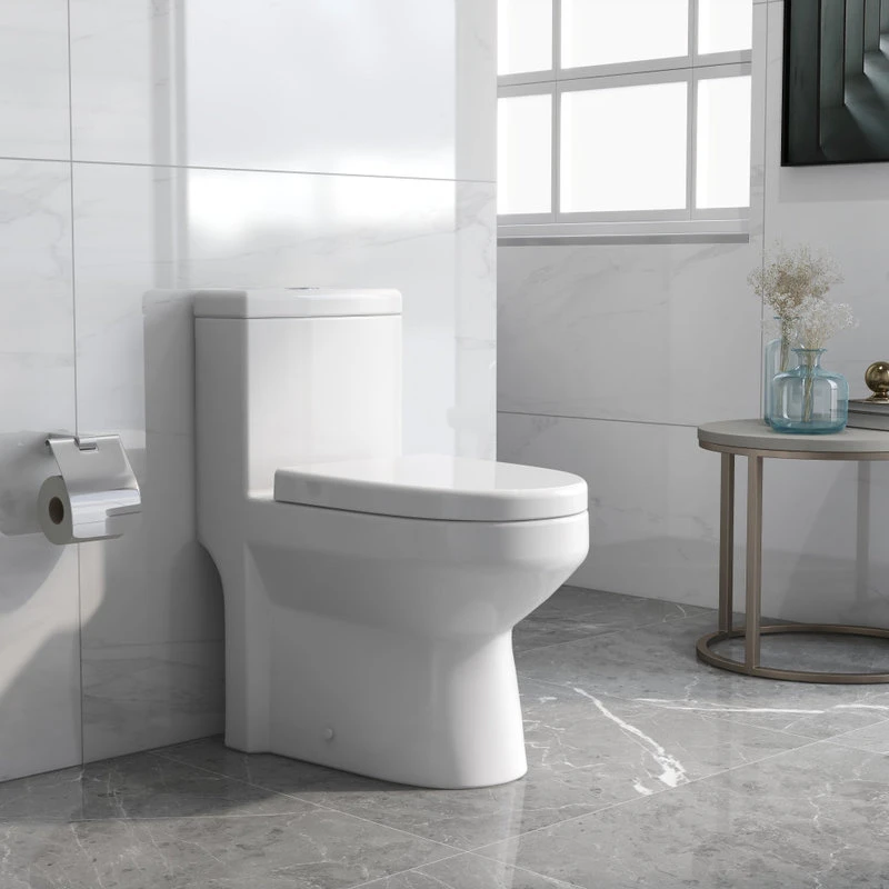 Small Compact Toilet Tiny One-Piece Elongated Toilet, Dual Flush, 0.8/1.28 GPF 2 Small Compact Toilet Tiny One-Piece Elongated Toilet, Dual Flush, 0.8/1.28 GPF - Image 2