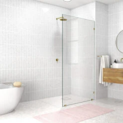 78"x42" Frameless Shower Door Single Fixed Panel, Polished Brass 11 78"x42" Frameless Shower Door Single Fixed Panel, Polished Brass -Warm Bathroom 5c117af900521d62 9392 w800 h800 b0 p0