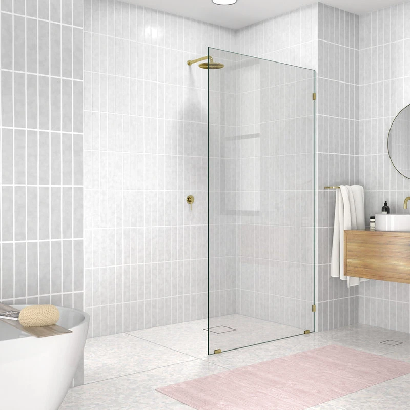 78"x42" Frameless Shower Door Single Fixed Panel, Polished Brass 1 78"x42" Frameless Shower Door Single Fixed Panel, Polished Brass