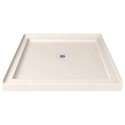 DreamLine SlimLine 42"D X 42"W X 2 3/4"H Center Drain Shower Base In Biscuit