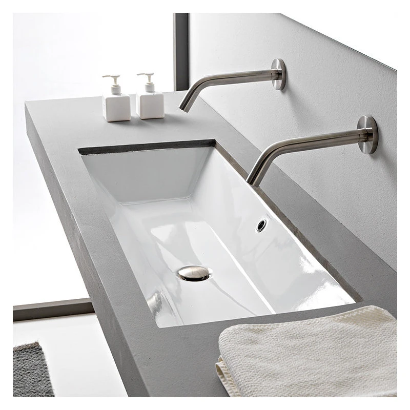 Rectangular Small White Ceramic Undermount Sink, No Hole 2 Rectangular Small White Ceramic Undermount Sink, No Hole - Image 2